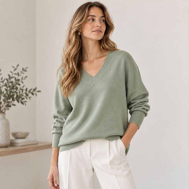 Clara V-Ausschnitt-Strickpullover