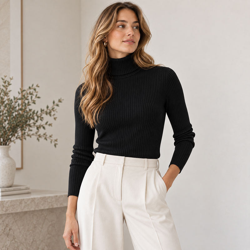 Sofia Gerippter Rollkragenpullover